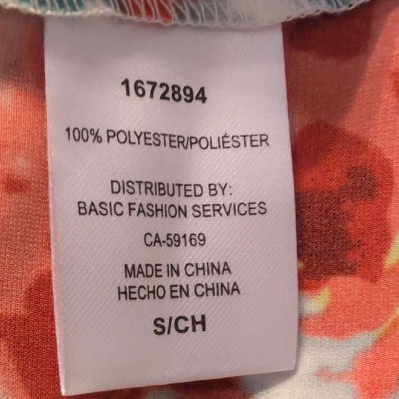 Mario Serrani Floral Long Sleeve Top - Orange and Blue - Picture 7 of 8